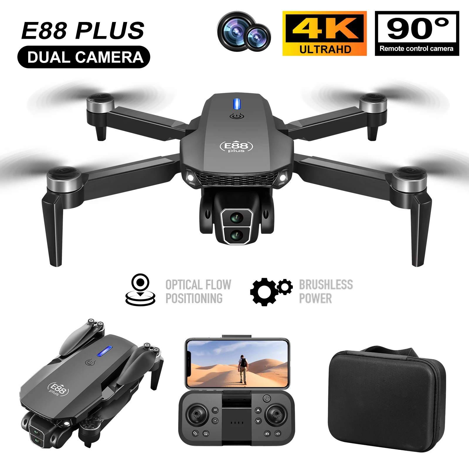 Nuovo drone quadricottero E88  - Drone Camera 4K recensione e prezzo